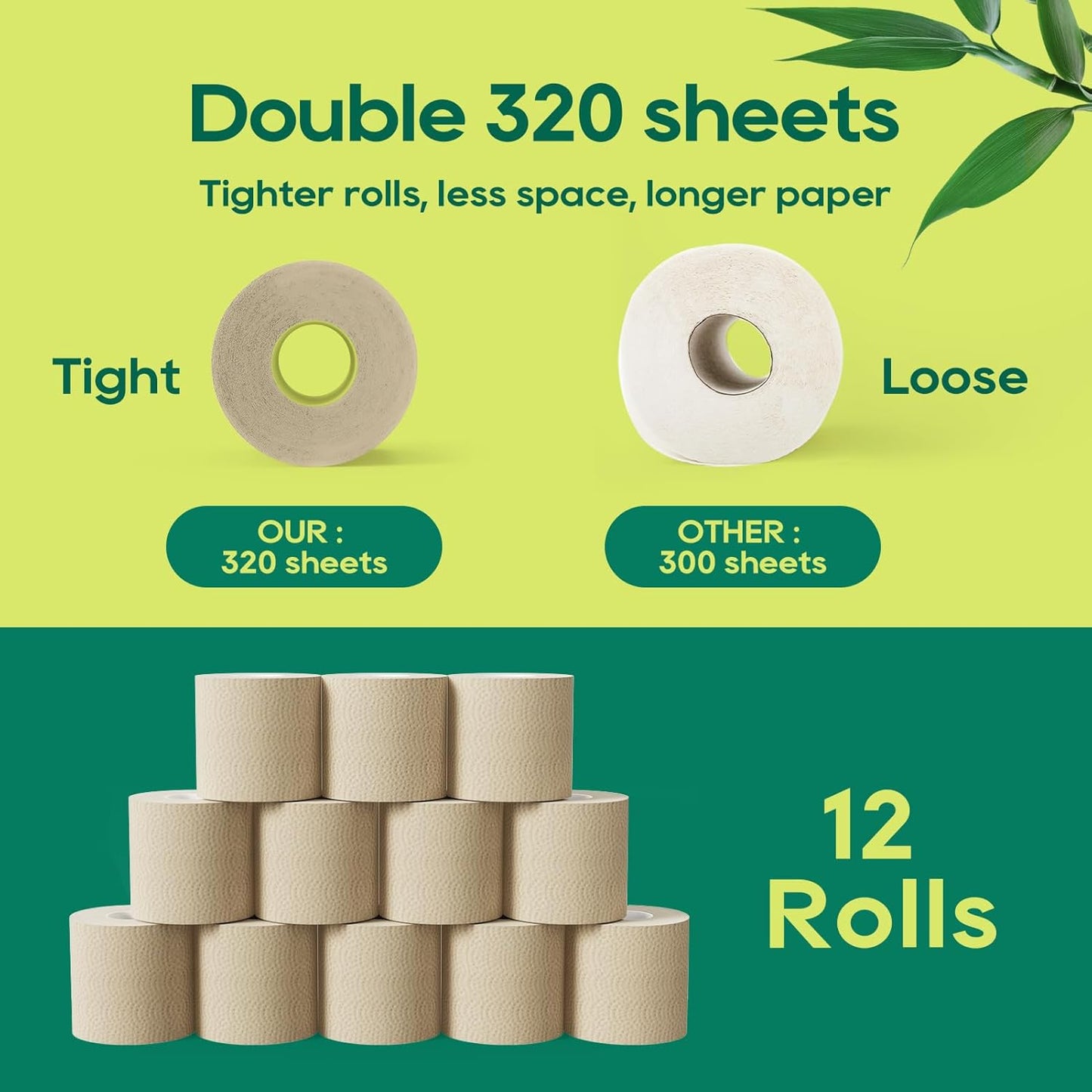 Bamboo Toilet Paper 3 Ply - 2 Roll