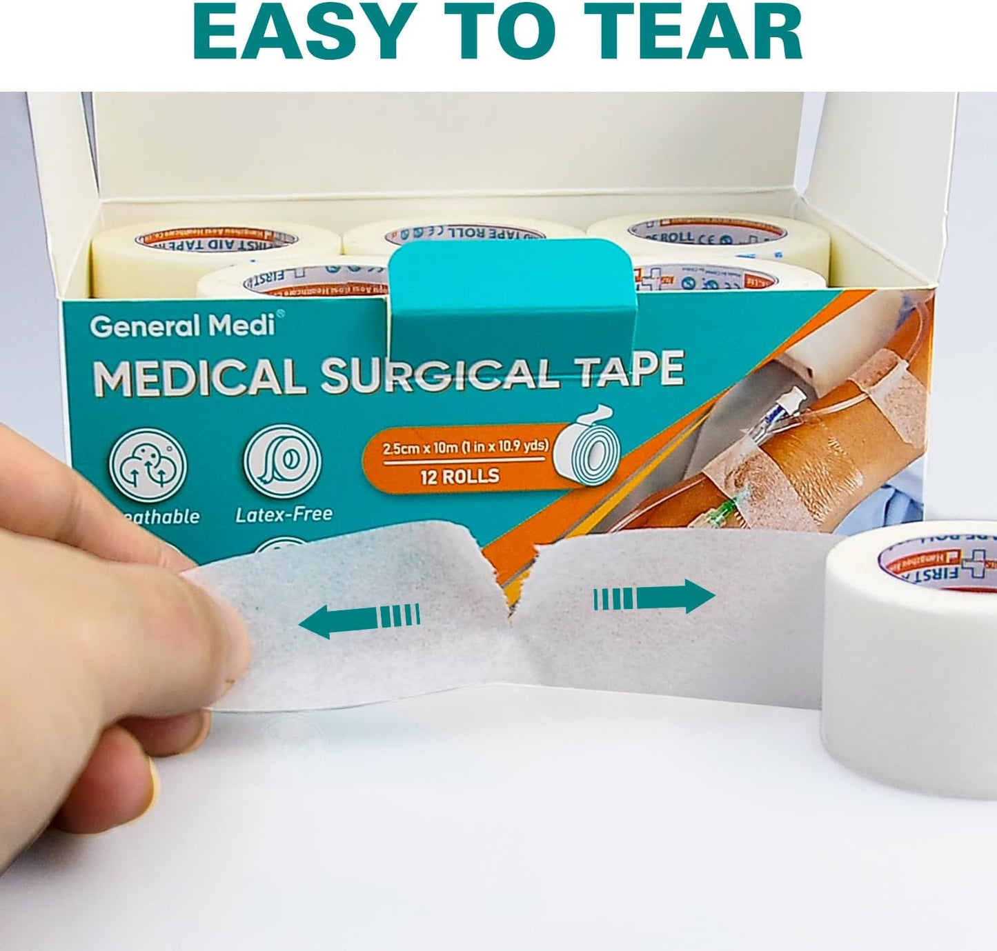 Soft Paper Surgical Tape, 12 Rolls