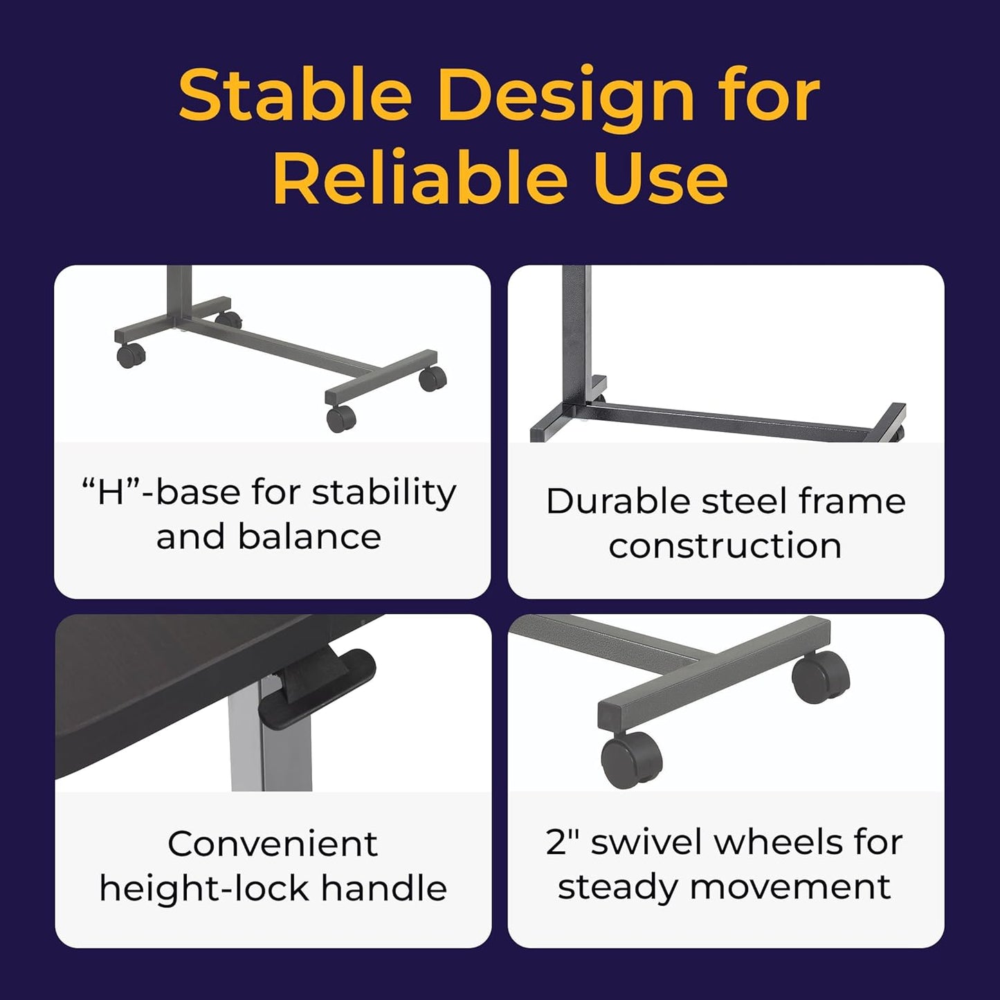 Medical Overbed Table with Wheels
