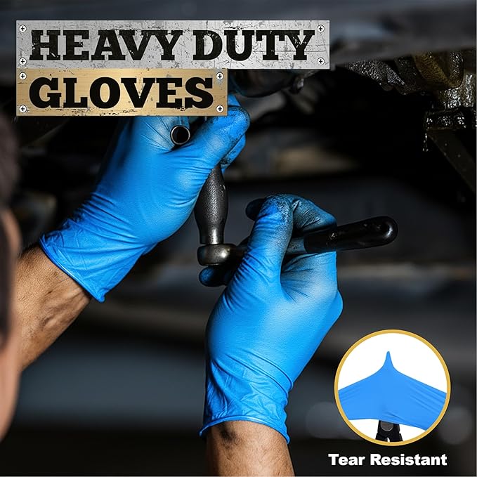Heavy-Duty Blue Nitrile Gloves - Medium Sized 2 Pair